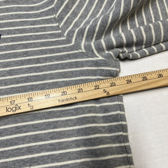Polo Ralph Lauren Sweater Mens L Gray Striped 1/4 Zip Mock Neck Preppy Old Money - Picture 5 of 8